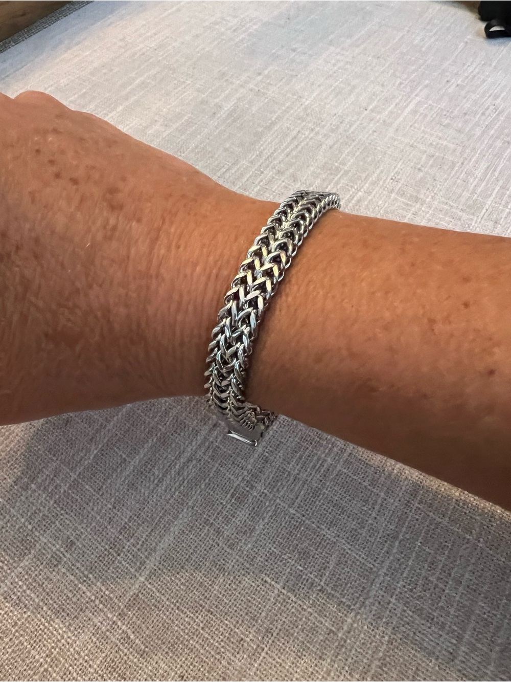 Unisex Braided Silver-Tone Chain Bracelet - Polished Link Design
